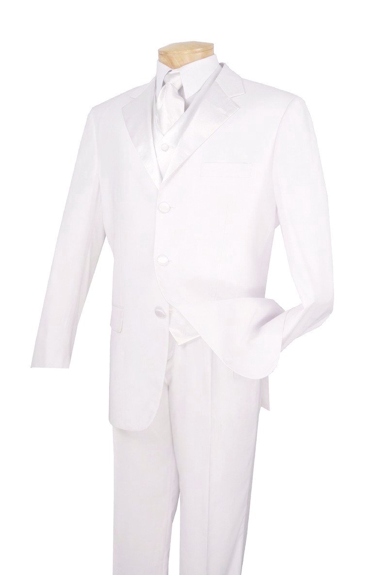 Men's Regular Fit Tuxedo 3 Piece with Vest White