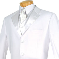 Men's Regular Fit Tuxedo 3 Piece with Vest White