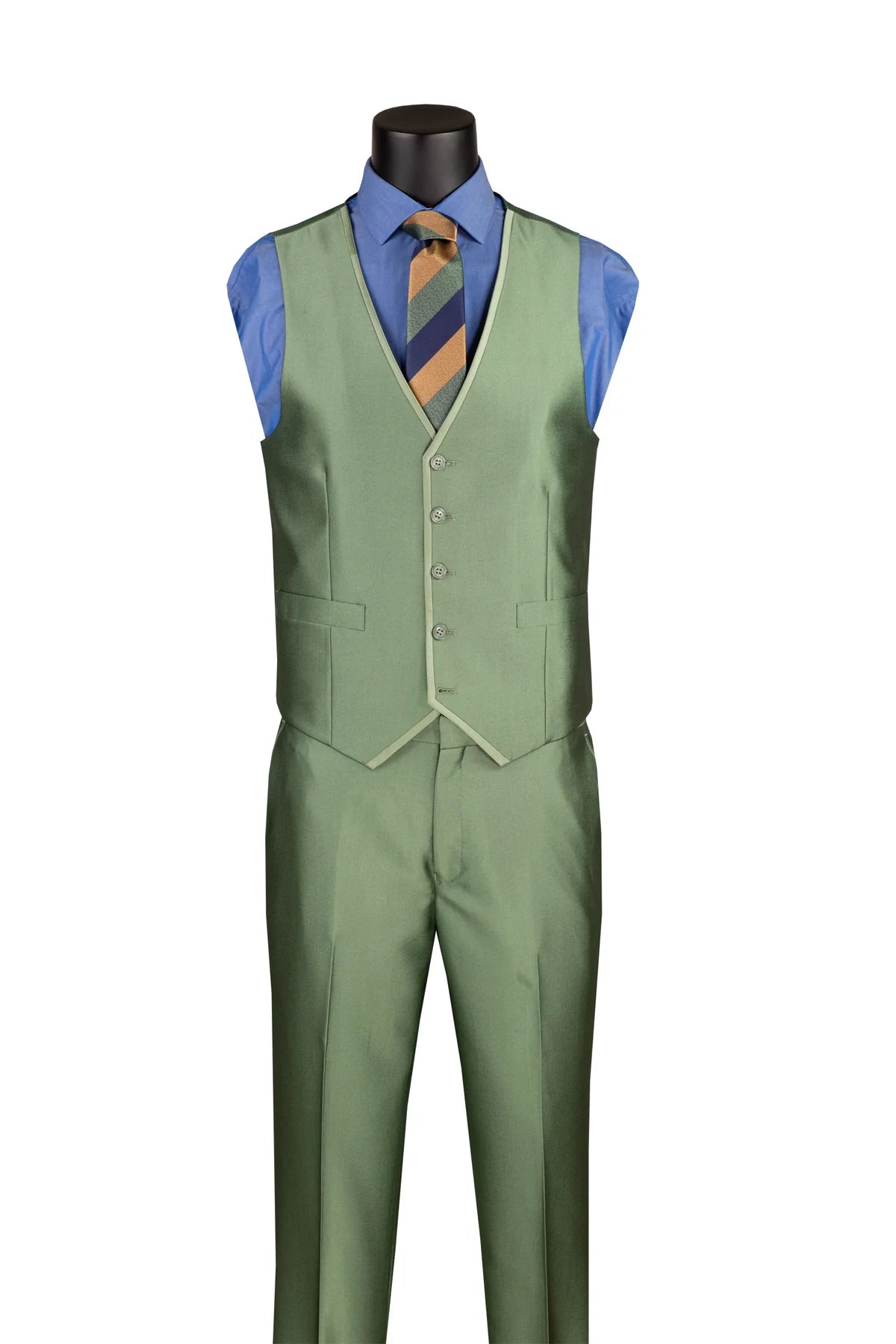 Men's Sage Solid Three Piece Suit