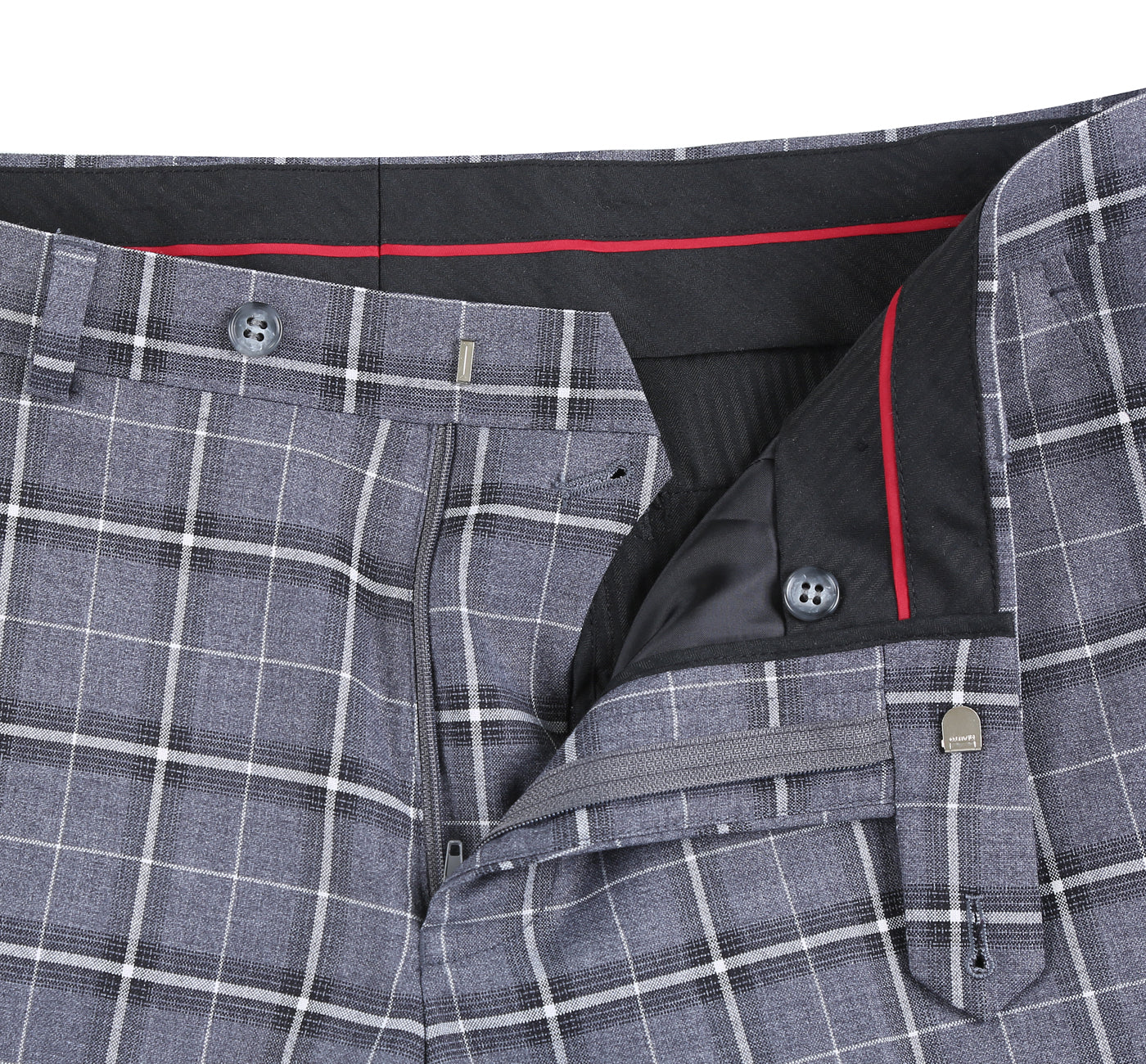 293-14 Men's Classic Fit Single Breasted Grey & White Check Suits - Image 11