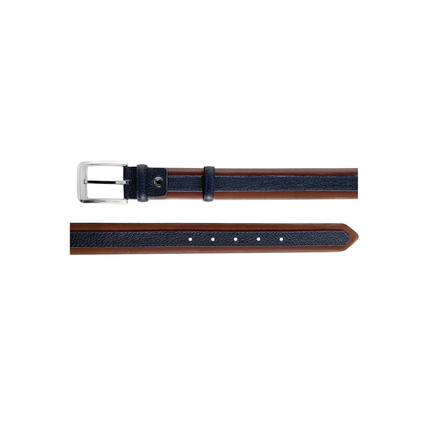 CBelt -4002 Contrast Leather Belt - Tan-Navy - Image 3