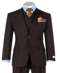 1920's 1930's Vintage Suit - Peak Lapel Brown Suit - Vested Suit - Peak Lapel Double Breasted Suit - Classic Fit Pleated Pants - 100% Wool
