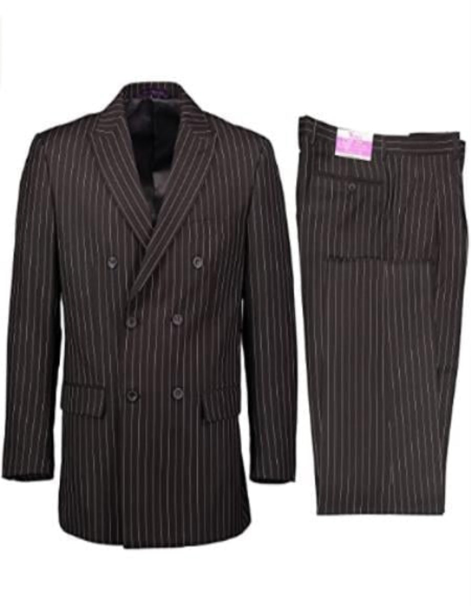 1920s Gangster Custom - Black Bold Gangster Pinstripe Suit