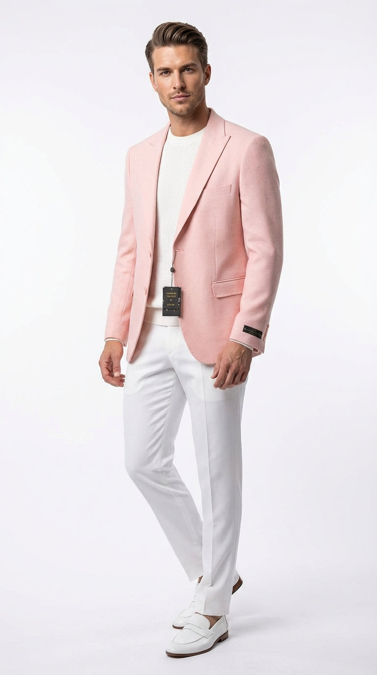 formal dress jacket mens Peach Pink Blazer – Modern Sport Coat for Wedding, Party and Business Wear event:Bar Mitzvah
