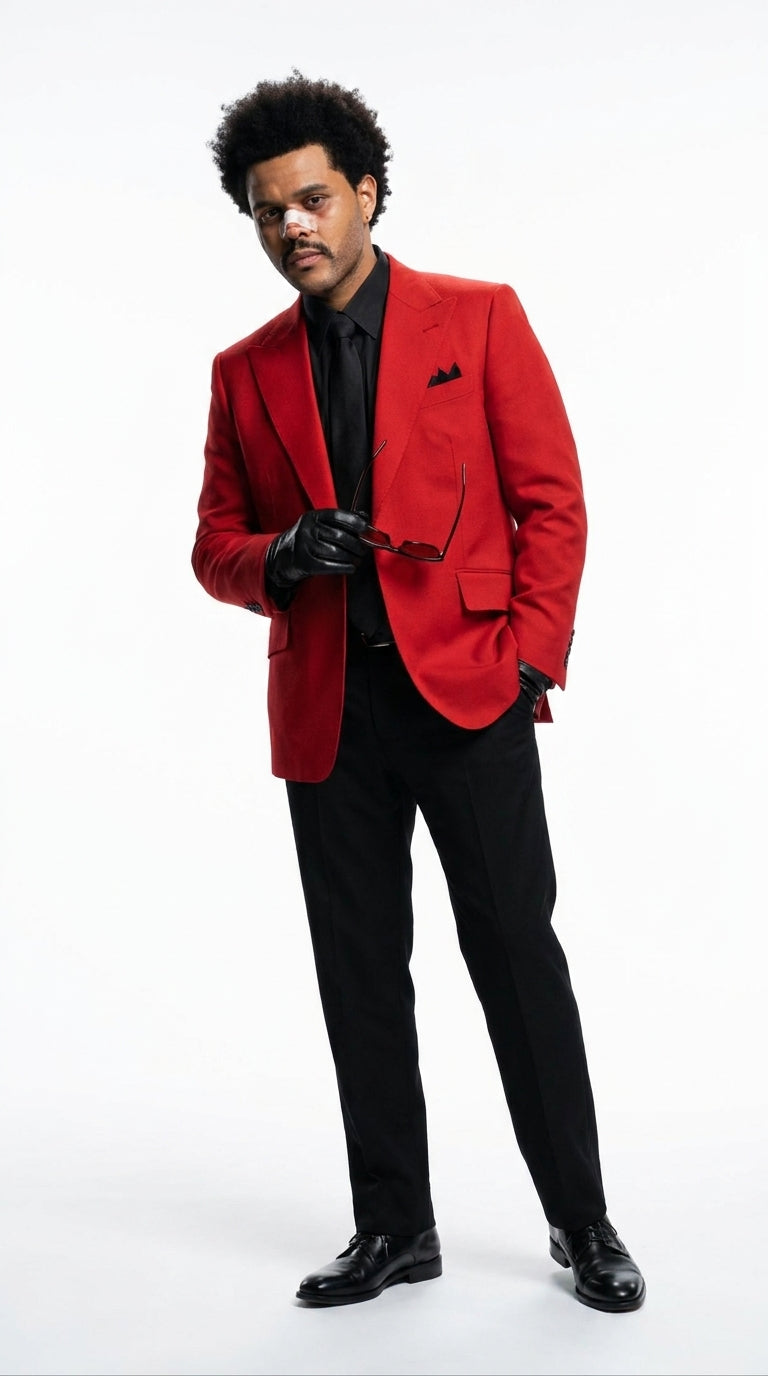 dress pants prom 34 Men's Red Blazer with Black – Celebrity Inspired Wedding, & Party Suit December26 button jacket contours naturally Mens Premium Linen Shirt Belt Size:34