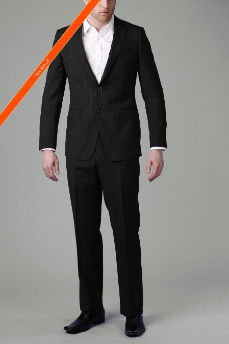 2 Button Black Multi Stripe ~ Pinstripe Slim Cut Suit Affordable Cheap Priced Men'S Dress Suit For Sale