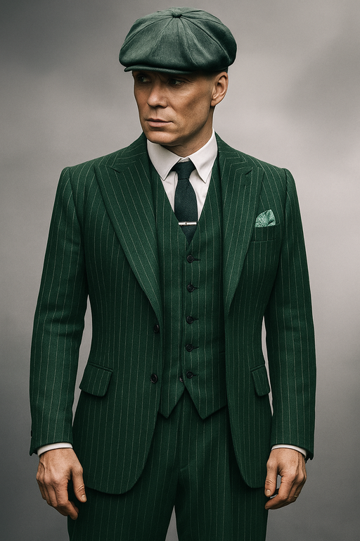 Brand New Quality 1920's English Style Peaky Blinders Style Vested Peaky Blinder Suit - Peaky Blinders Outfit + Overcoat + Hat (Peaky Blinder Custome)