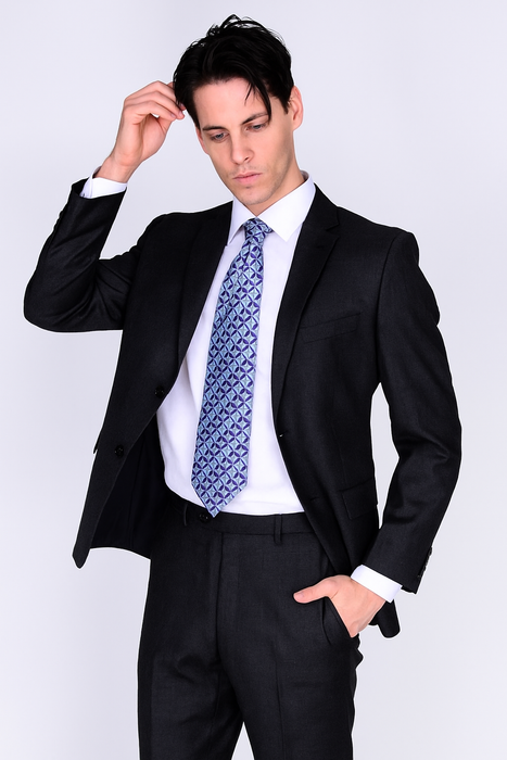 Mantoni Suit Brand Men’s Suit-Solid Gray- High End Suits - High Quality Suits