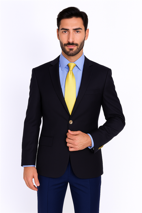 Men's Sport Coat Black Mantoni Suit - Signature Menswear Wool Fabric SuitsOutlet - Brand - High End Suits - High Quality Suits