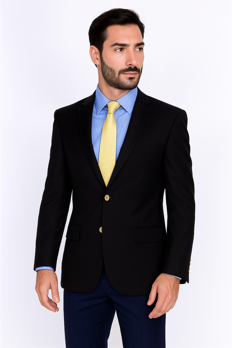 Men's Sport Coat Black Mantoni Suit - Signature Menswear Wool Fabric SuitsOutlet - Brand - High End Suits - High Quality Suits
