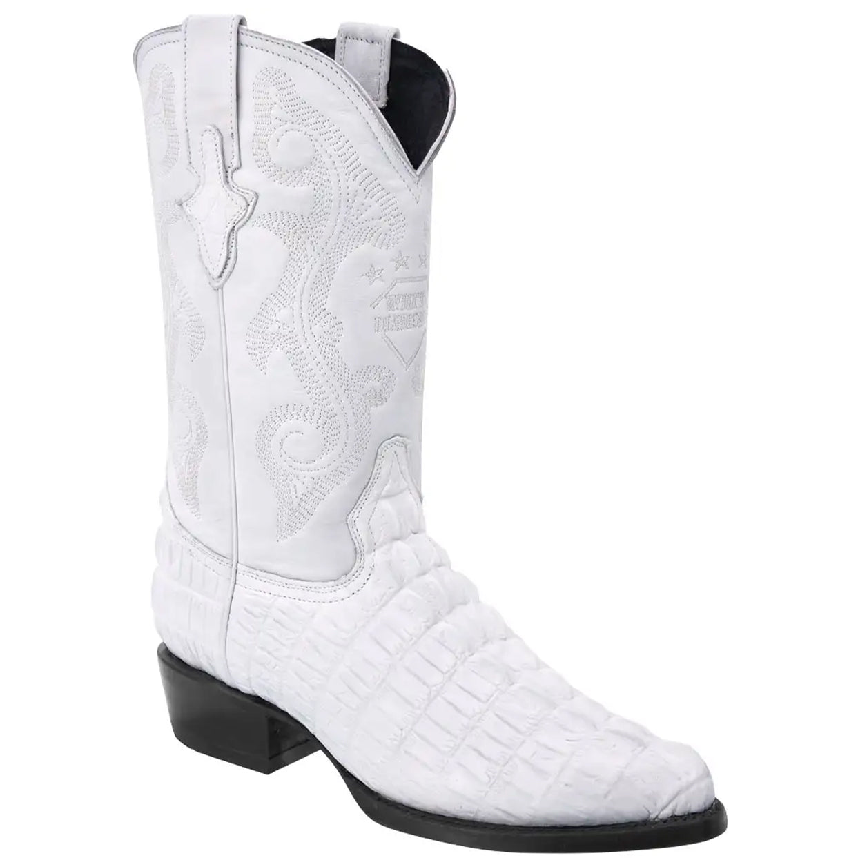 White Crocodile Print Boots