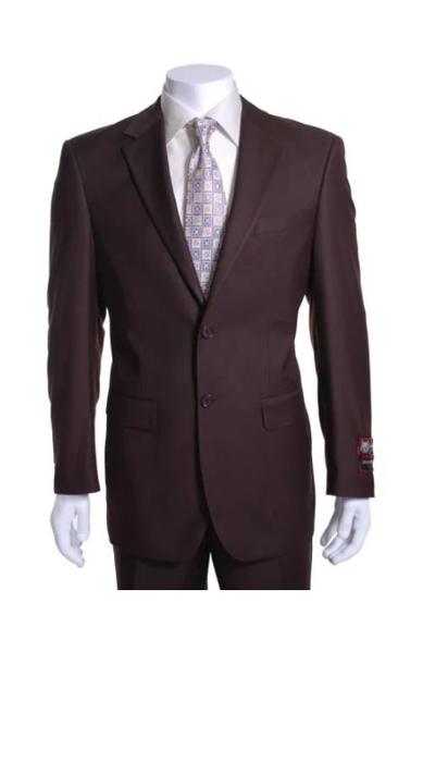 2 Button Vented without pleat fFat Front Pants Business ~ Wedding 2 piece Modern Fit Suits Side Vented 2 Piece Cheap Priced Business Suits Clearance Sale For Men 47815-8-2BV-NP Brown