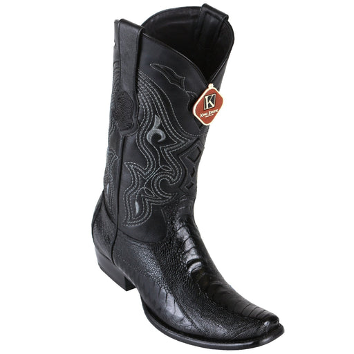 King Exotic Men's Ostrich Leg Black Cowboy Boots - H79 Dubai Toe