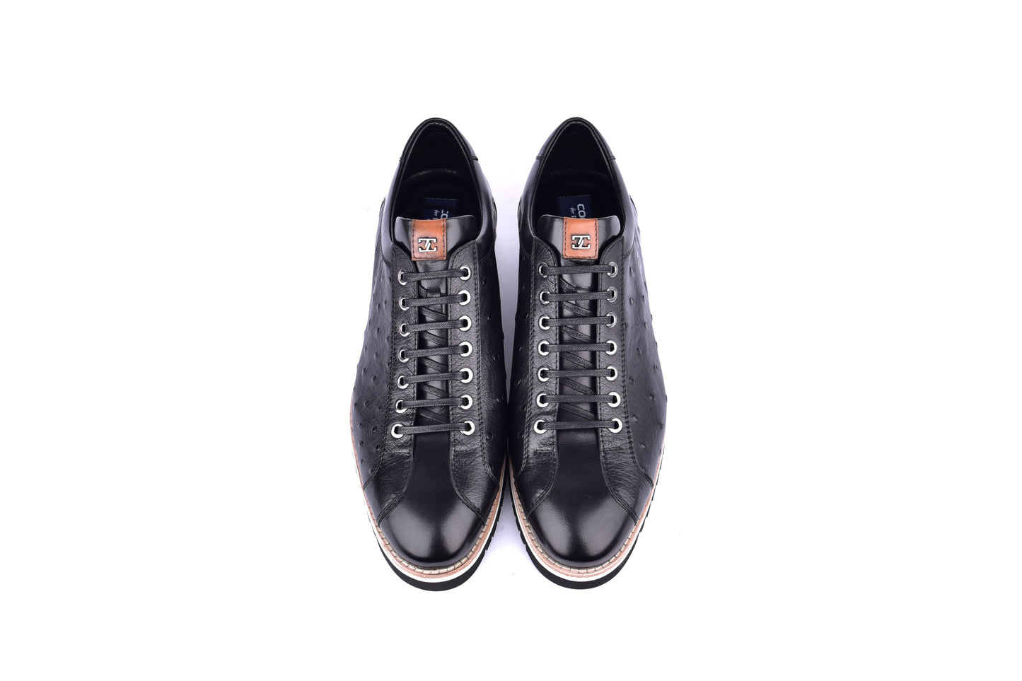 C211-4005-OSt Genuine Ostrich Sneaker-Black - Image 4