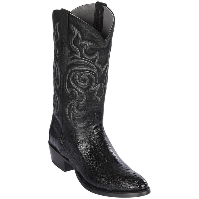 Black ostrich leg boots
