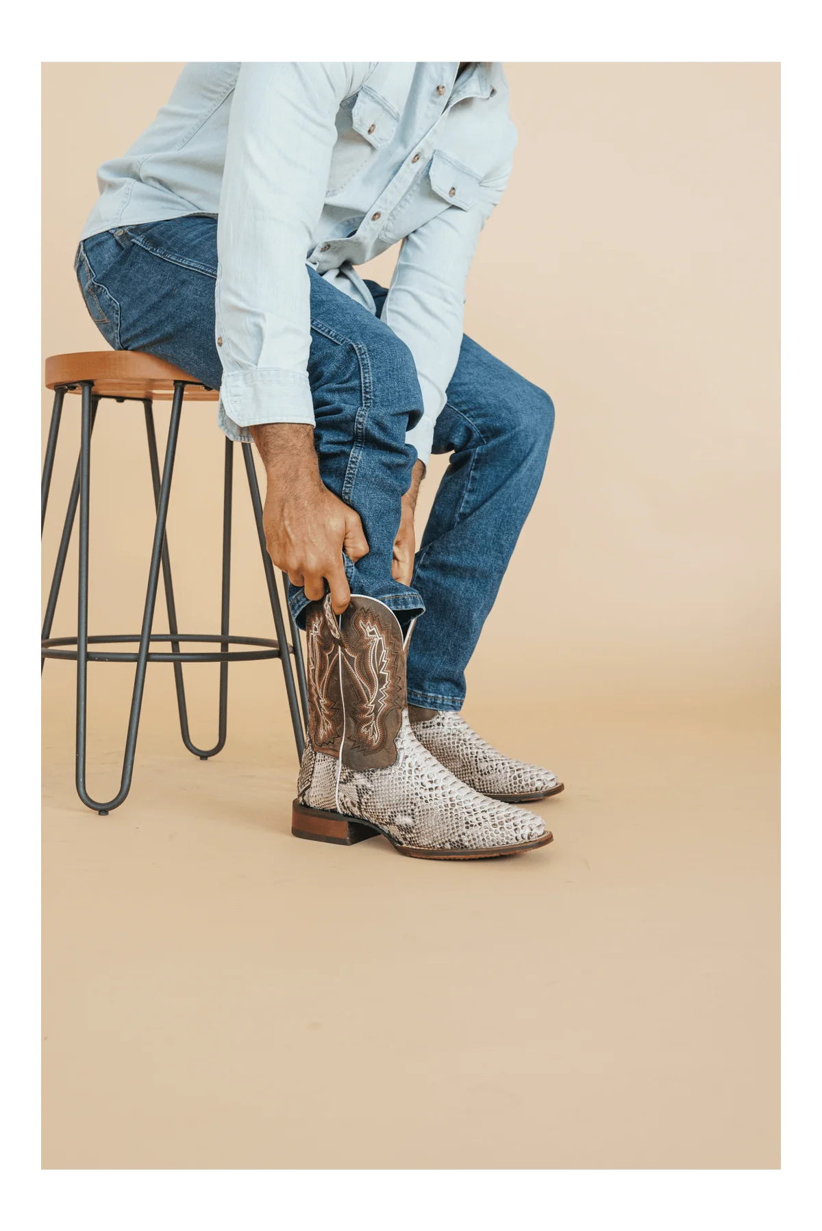 Dan Post Men's Brutus Python Snakeskin Square Toe Boots - Natural - Image 6