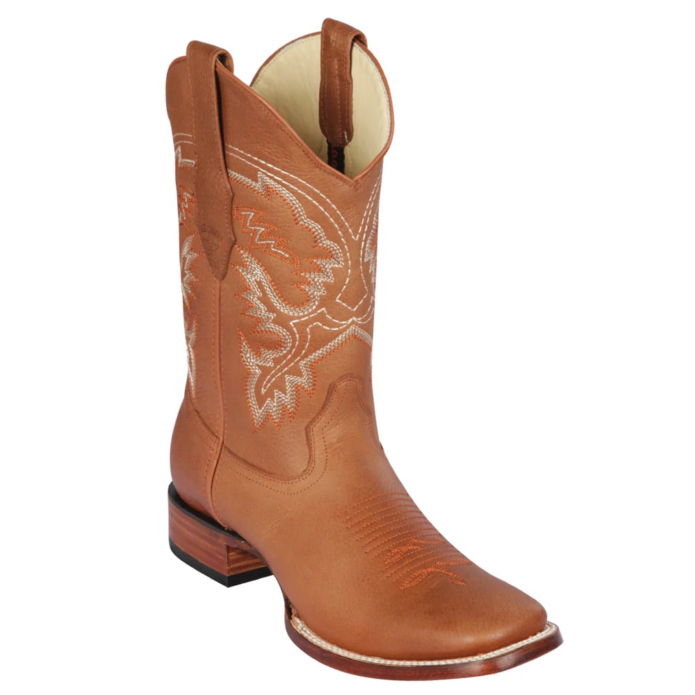 Los Altos Boots - Mens Dress Cowboy Boot - Low Priced Men's Square Toe Cowboy Boots- in Honey - Image 5