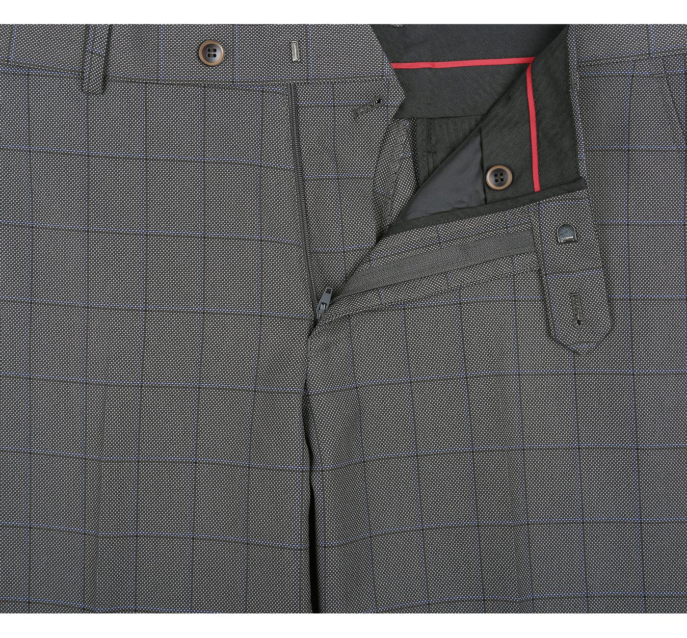 292-2 Men's Two Piece Classic Fit Windowpane Check Dress Suit - Image 8