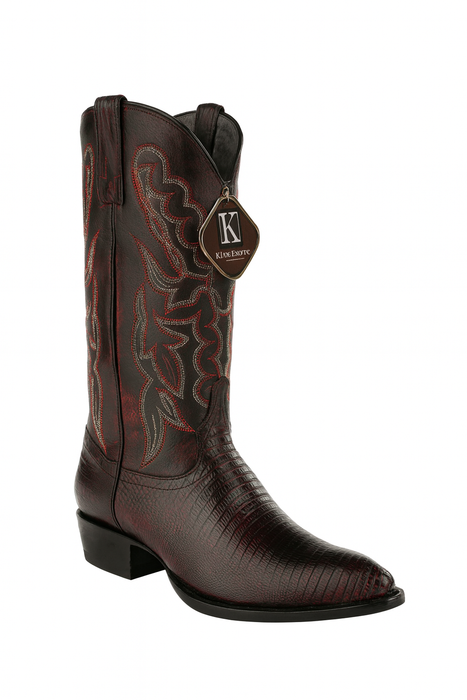 Mens King Exotic Teju Lizard Western Boots Black Cherry (4980718)