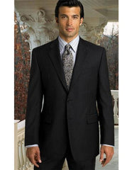 Athletic Cut Classic Suits Men's suit Classic Relax Fit Pleated Pants 19 Inch Bottom Black