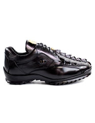 Authentic Mens Genuine Skin Italian Dress Sneaker In Black