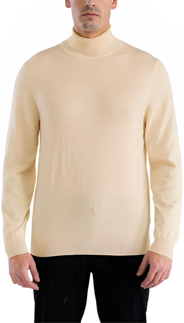 MENS BEIGE PULLOVER TURTLENECK SWEATER - Image 2