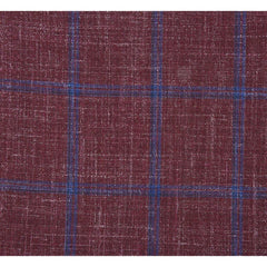 Saco vaquero - Western Sport Coat - Western Blazer- Mens Slim Fit Two Button Wool Sport Coat Blazer In Burgundy & Blue Windowpane Plaid