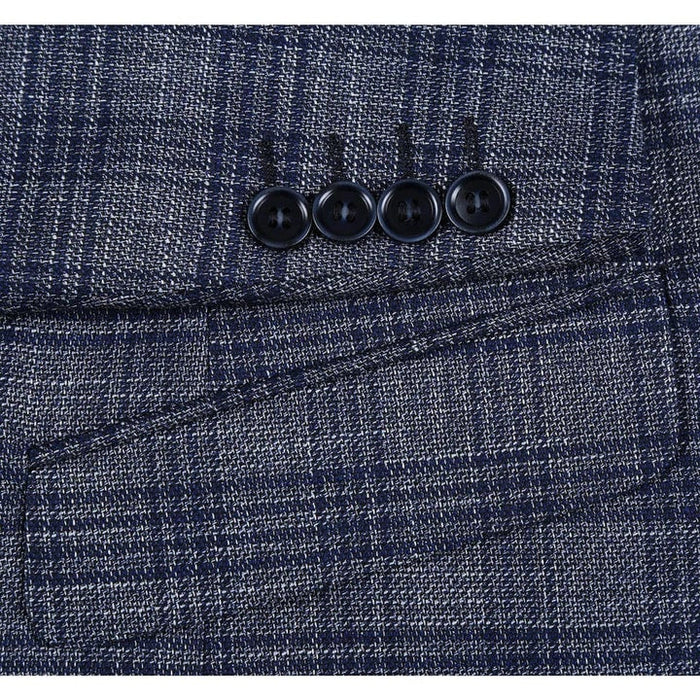 Saco vaquero - Western Sport Coat - Western Blazer - Mens Two Button Slim Fit Sport Coat Blazer In Charcoal Grey & Blue Windowpane Plaid