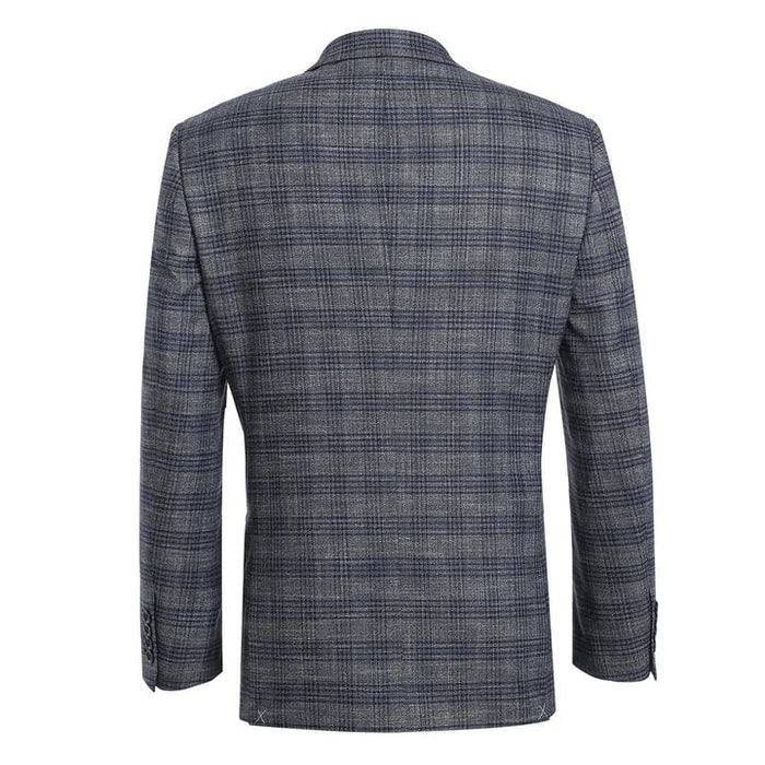 Saco vaquero - Western Sport Coat - Western Blazer - Mens Two Button Slim Fit Sport Coat Blazer In Charcoal Grey & Blue Windowpane Plaid