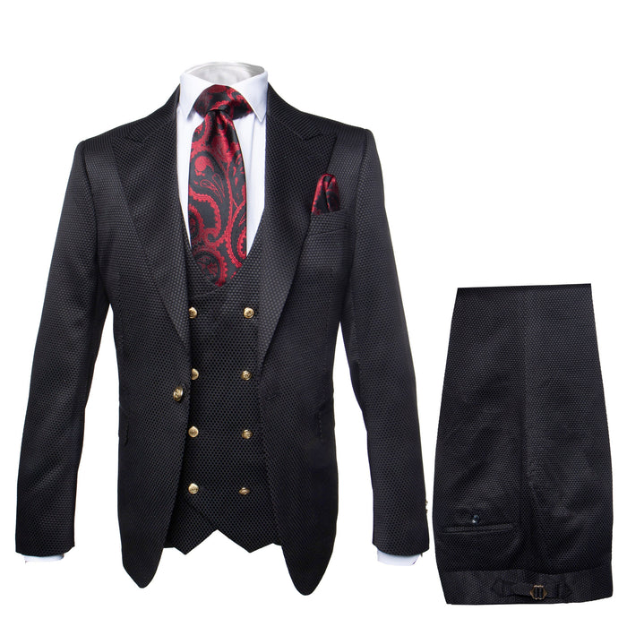 Men’s Formal 3-Piece Suit – Rossi Man Bond Slim Fit in Black | RM1751
