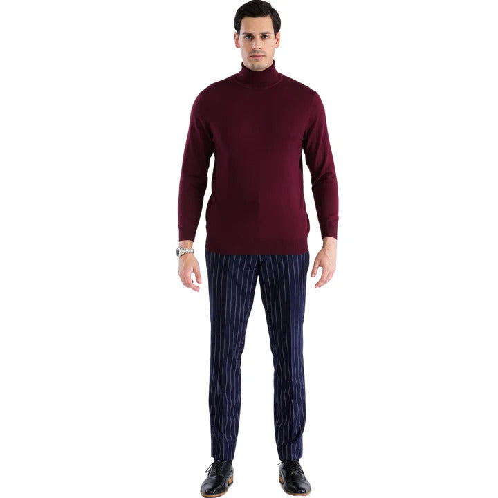MENS BURGUNDY PULLOVER TURTLENECK SWEATER - Image 6