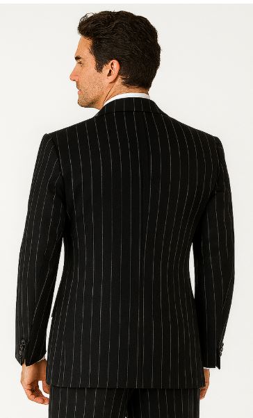 Modern Fit Suit Black Birdseye Pure Wool Suit And Vest For Men