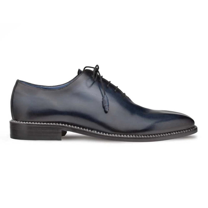 Mezlan Men's Enterprise Balmoral Oxford – Blue Leather Plain-Toe Dress Shoes