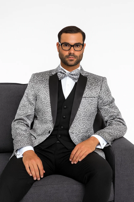 Bellagio Silver 1-Button Notch Tuxedo