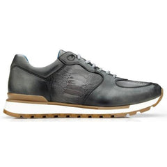 Belvedere Bobo Antique Light Gray Genuine Ostrich Leg Soft Calfskin Casual Sneakers