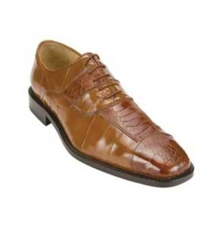 Authentic Genuine Skin Italian Men's Camel ~ Khaki Genuine Ostrich & Eel Mens Ostrich Skin Shoes
