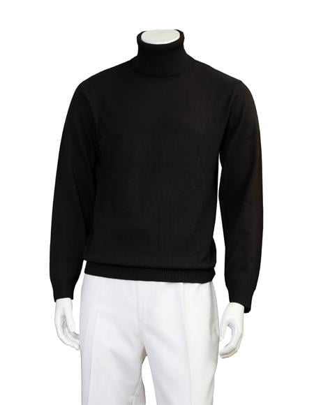 Big And Tall Sweater Knitted Sweater set Black