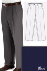 Blue Pic-Stitched Edges Big and Tall Dress Pants