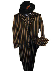 Black And Gold Pronounce Fashion Longe Zoot Suits - Pimp Suit - Zuit Suit For Men