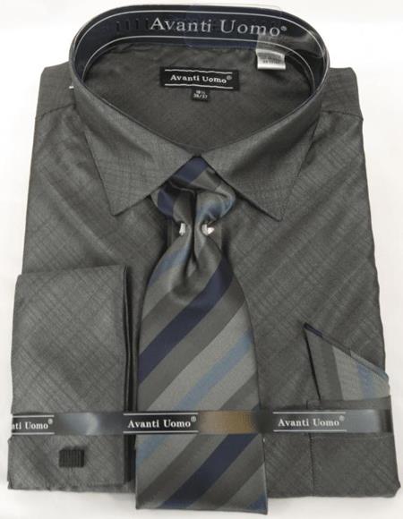 Black Charcoal Colorful Men'S Dress Shirt