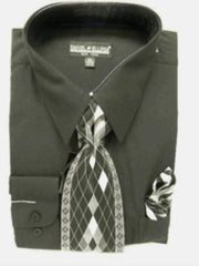 Affordable Clearance Cheap Mens Dress Shirt Sale Online Trendy - Black Combinations Tie Set Men's Dress Shirt