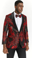 Black Paisley Dinner Jacket and Matching Bowtie - Black Paisley Suits - Prom Tuxedos Matching Bowtie