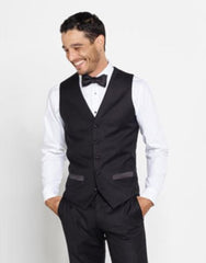 Men's Tuxedo Shirt & Bowtie + Black Pants + Black Vest