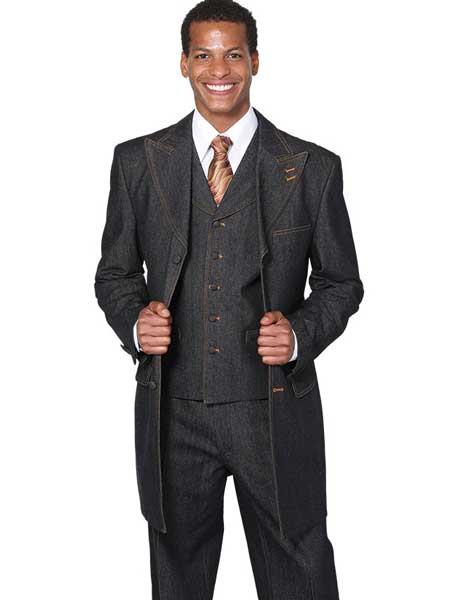 Men's 3 Piece Fashion Black Jean Wide Leg Vested Long Cheap Priced Business Suits Clearance Sale
