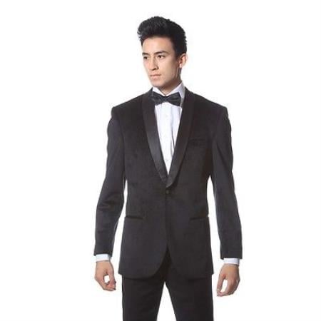 Men'S Black Dinner Jacket Velvet ~ Velour Tuxedo