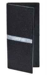 Men's Genuine Exotic Animal Skin Genuine Stingray Single Stone CARTERAS Black Wallet ~ billetera ~ Check Book Holder Wallet