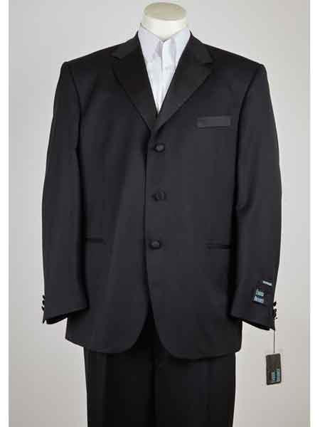Men's Black Polyester 3 Button Suit