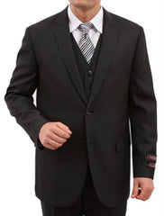 Men's Solid Black 2 Button Front Closure Discounted Sale Fit Suit