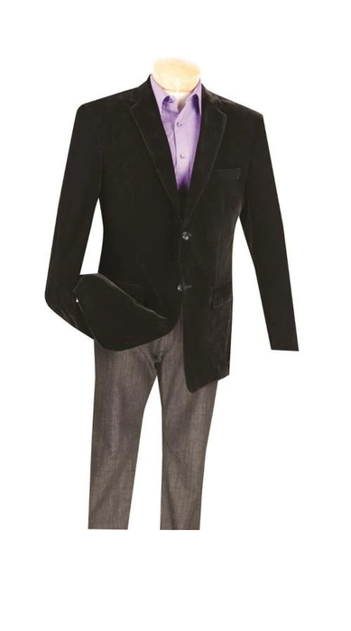 Black Big And Tall Blazers Clearance Cheap Priced Velvet Blazer / Sport Coat