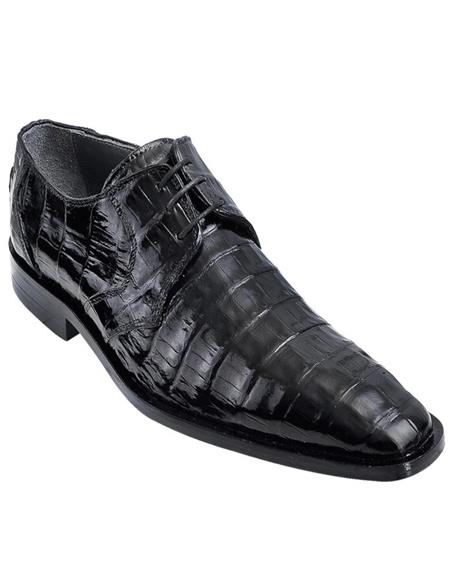 Mens Los Altos Black Genuine Caiman Belly Lace-Up Handmade in North America